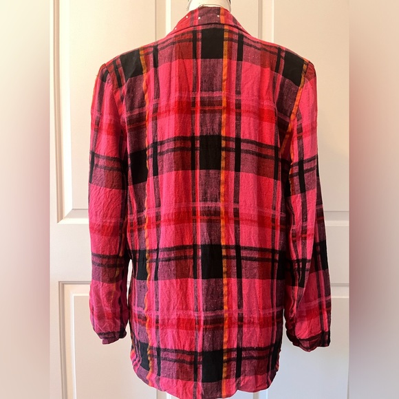 Criscione Vintage Pink Plaid Flannel Crystal Blazer Women’s Medium - Picture 4 of 10